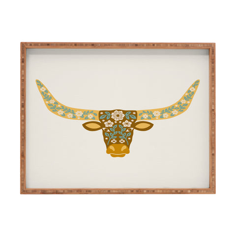 Jessica Molina Floral Longhorn Yellow and Blue Rectangular Tray