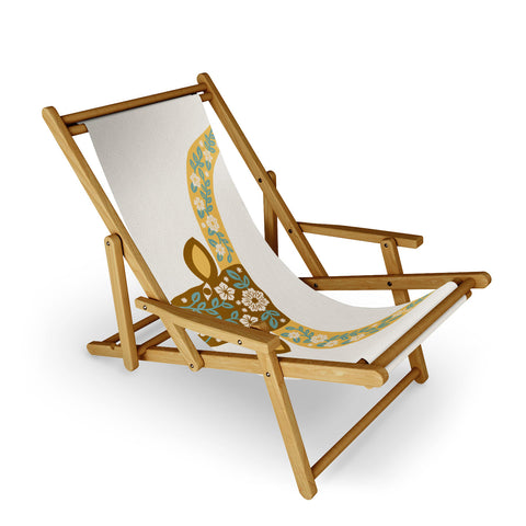 Jessica Molina Floral Longhorn Yellow and Blue Sling Chair