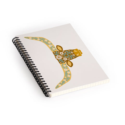 Jessica Molina Floral Longhorn Yellow and Blue Spiral Notebook