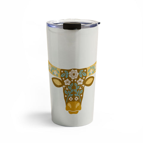 Jessica Molina Floral Longhorn Yellow and Blue Travel Mug