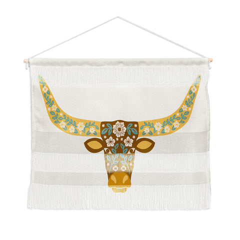 Jessica Molina Floral Longhorn Yellow and Blue Wall Hanging Landscape