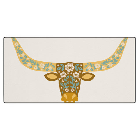 Jessica Molina Floral Longhorn Yellow and Blue Desk Mat