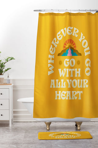 Jessica Molina Go With All Your Heart Yellow Shower Curtain And Mat