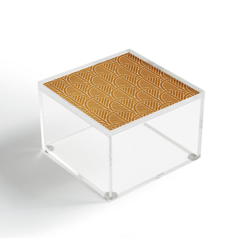 Jessica Molina Golden Rattan Fan Pattern Acrylic Box