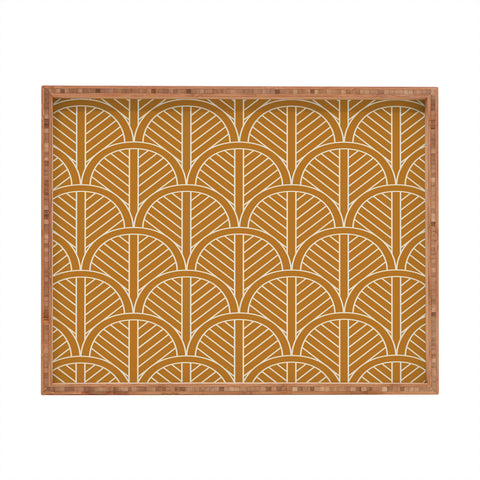 Jessica Molina Golden Rattan Fan Pattern Rectangular Tray