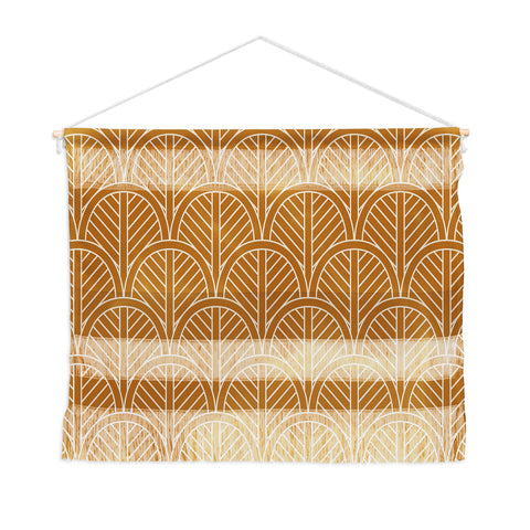 Jessica Molina Golden Rattan Fan Pattern Wall Hanging Landscape