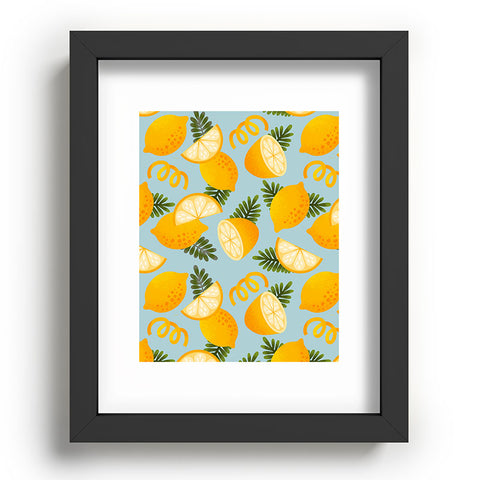 Jessica Molina Lemon Pattern on Sky Blue Recessed Framing Rectangle