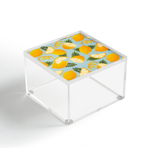 Jessica Molina Lemon Pattern on Sky Blue Acrylic Box