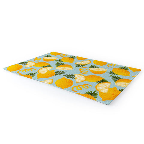 Jessica Molina Lemon Pattern on Sky Blue Area Rug