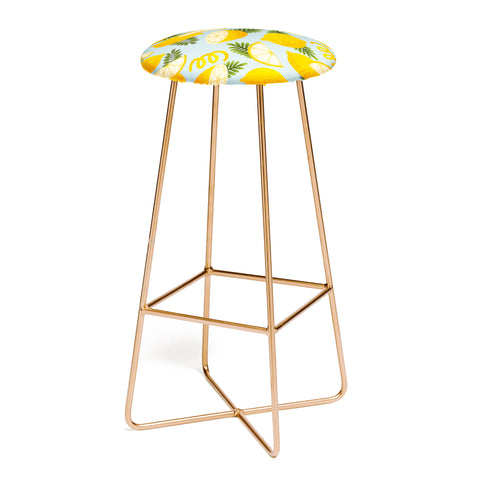 Jessica Molina Lemon Pattern on Sky Blue Bar Stool