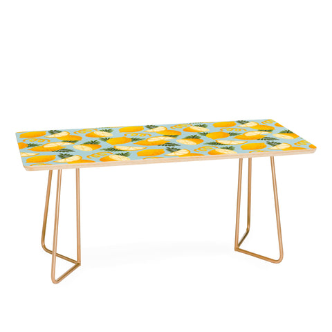 Jessica Molina Lemon Pattern on Sky Blue Coffee Table