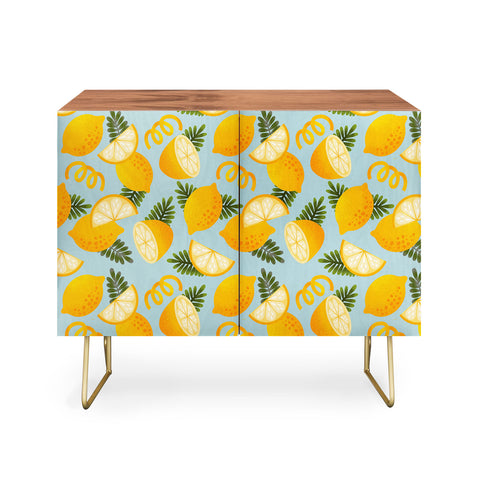 Jessica Molina Lemon Pattern on Sky Blue Credenza