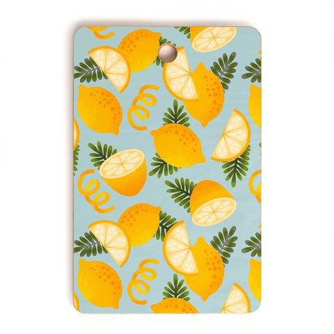 Jessica Molina Lemon Pattern on Sky Blue Cutting Board Rectangle