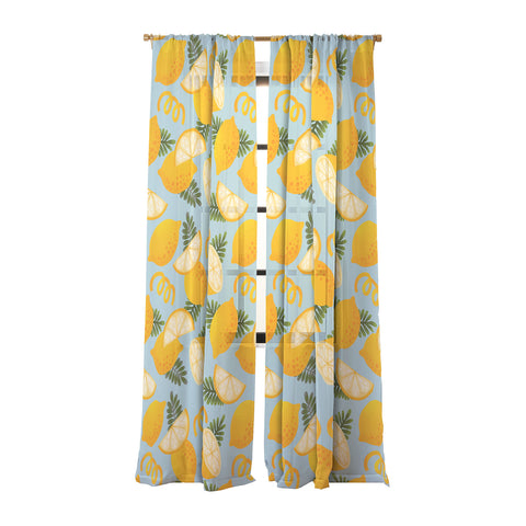 Jessica Molina Lemon Pattern on Sky Blue Sheer Non Repeat