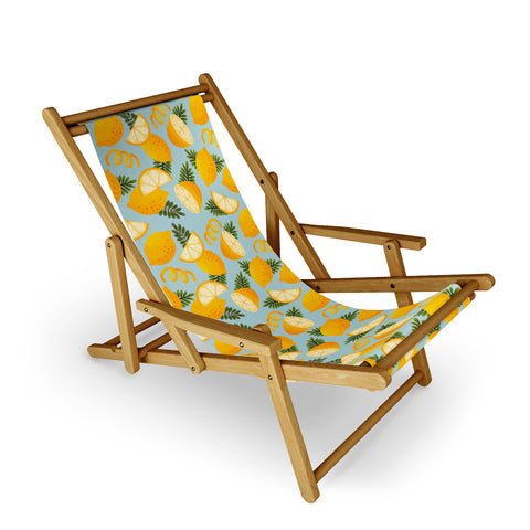 Jessica Molina Lemon Pattern on Sky Blue Sling Chair
