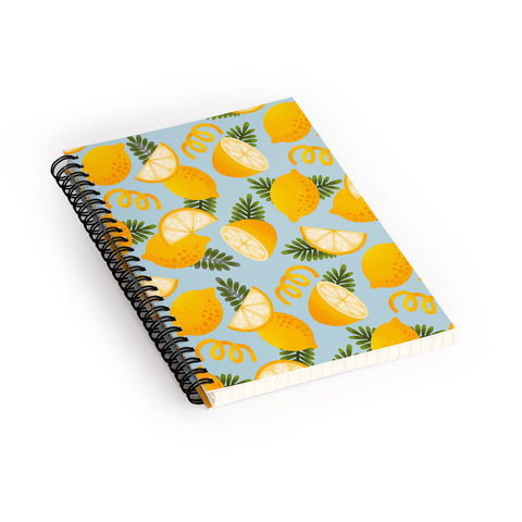 Jessica Molina Lemon Pattern on Sky Blue Spiral Notebook