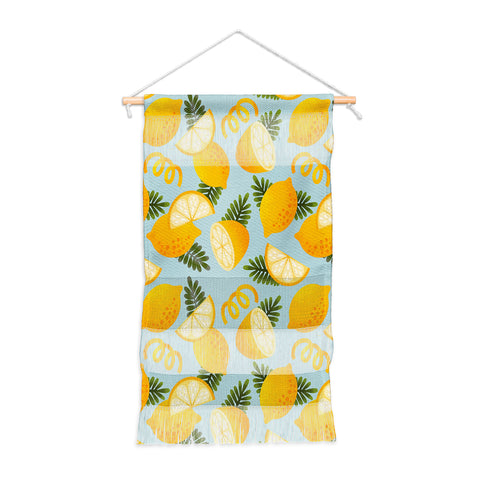 Jessica Molina Lemon Pattern on Sky Blue Wall Hanging Portrait