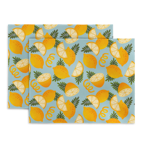 Jessica Molina Lemon Pattern on Sky Blue Placemat