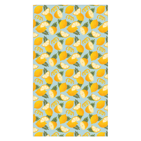 Jessica Molina Lemon Pattern on Sky Blue Tablecloth