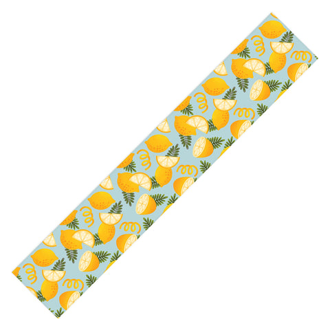 Jessica Molina Lemon Pattern on Sky Blue Table Runner