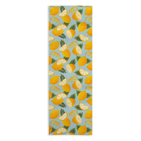 Jessica Molina Lemon Pattern on Sky Blue Yoga Towel