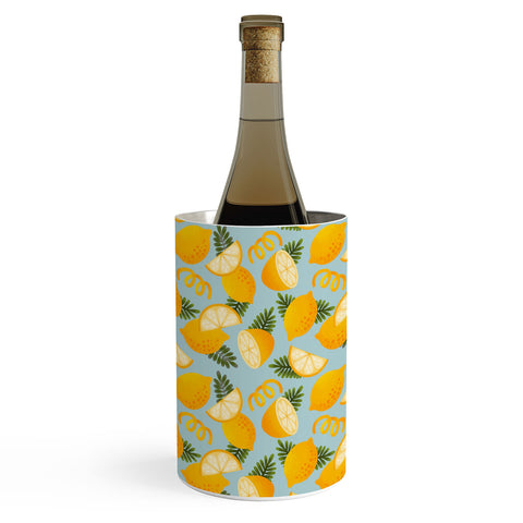 Jessica Molina Lemon Pattern on Sky Blue Wine Chiller