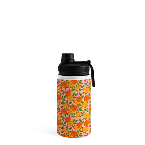 Jessica Molina Orange Pattern on Pink Water Bottle