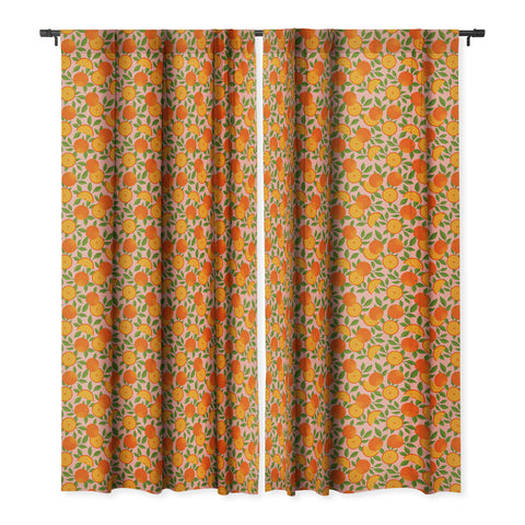 Jessica Molina Orange Pattern on Pink Blackout Window Curtain