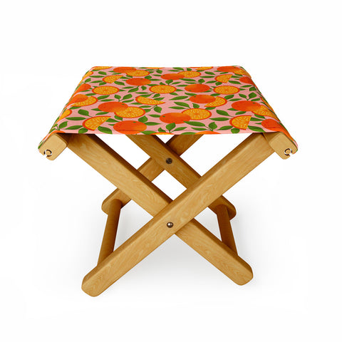 Jessica Molina Orange Pattern on Pink Folding Stool