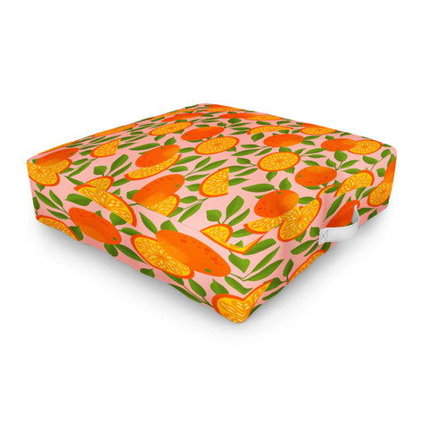 Jessica Molina Orange Pattern on Pink Outdoor Floor Cushion