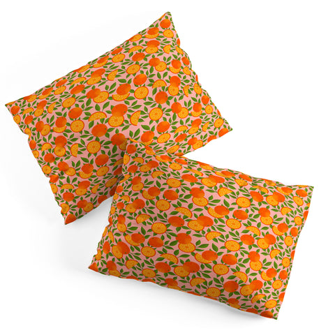 Jessica Molina Orange Pattern on Pink Pillow Shams