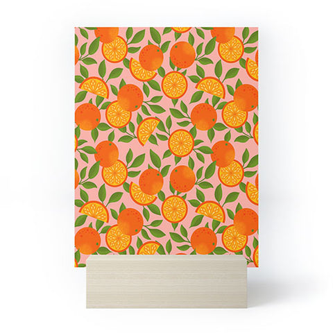 Jessica Molina Orange Pattern on Pink Mini Art Print