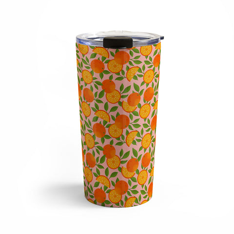 Jessica Molina Orange Pattern on Pink Travel Mug