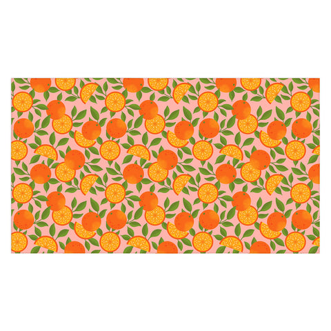Jessica Molina Orange Pattern on Pink Tablecloth