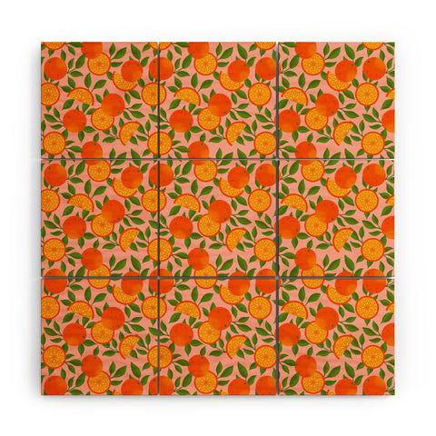 Jessica Molina Orange Pattern on Pink Wood Wall Mural