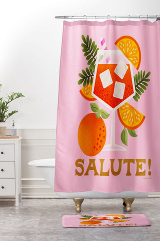 Jessica Molina Orange Spritz Shower Curtain And Mat