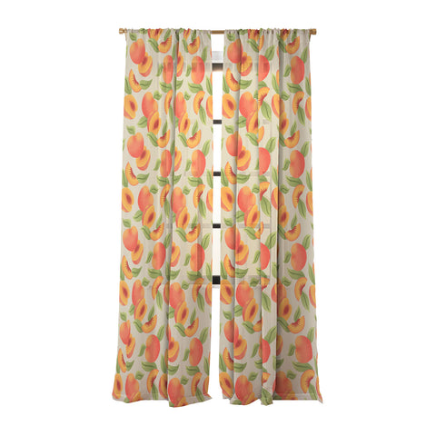 Jessica Molina Peach Pattern Sheer Window Curtain