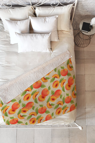 Jessica Molina Peach Pattern Fleece Throw Blanket