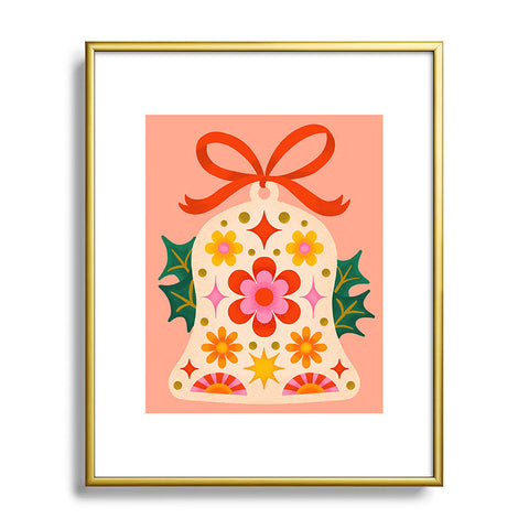 Jessica Molina Retro Christmas Sleigh Bell Metal Framed Art Print