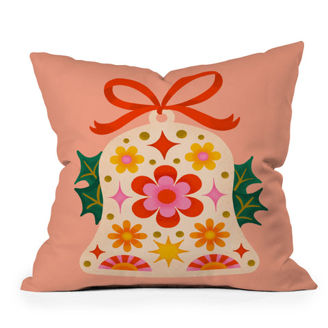 Jessica Molina Retro Christmas Sleigh Bell Throw Pillow