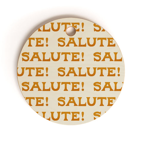 Jessica Molina Salute Gold Pattern on Cream Cutting Board Round