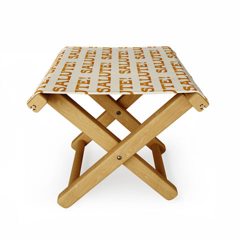 Jessica Molina Salute Gold Pattern on Cream Folding Stool
