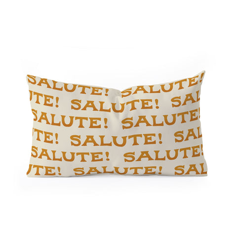 Jessica Molina Salute Gold Pattern on Cream Oblong Throw Pillow
