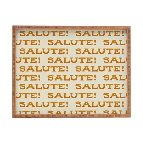 Jessica Molina Salute Gold Pattern on Cream Rectangular Tray