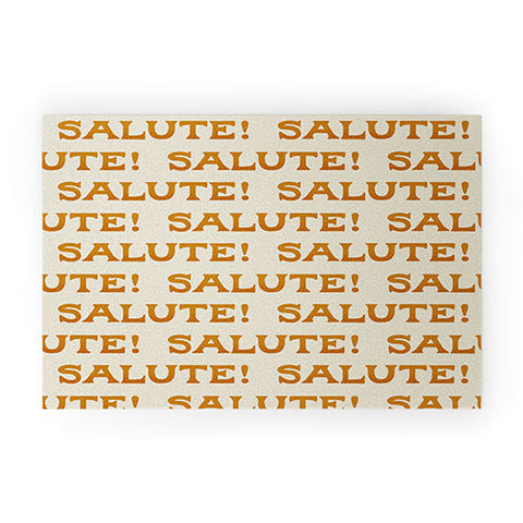 Jessica Molina Salute Gold Pattern on Cream Welcome Mat