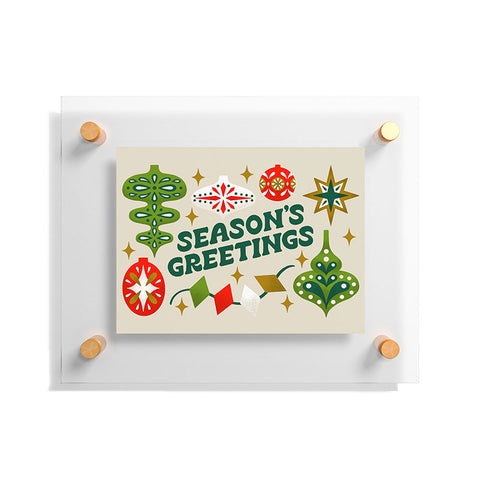 Jessica Molina Seasons Greetings Vintage Ornaments Floating Acrylic Print