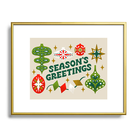 Jessica Molina Seasons Greetings Vintage Ornaments Metal Framed Art Print