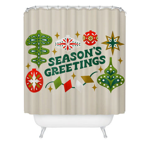 Jessica Molina Seasons Greetings Vintage Ornaments Shower Curtain