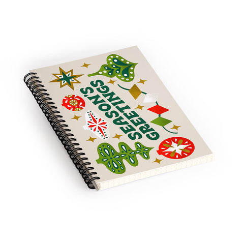 Jessica Molina Seasons Greetings Vintage Ornaments Spiral Notebook