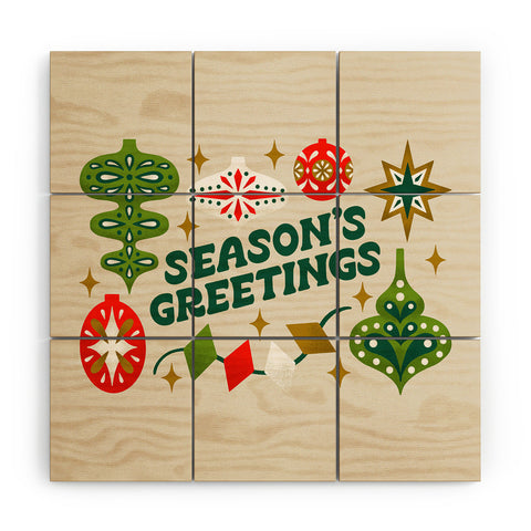 Jessica Molina Seasons Greetings Vintage Ornaments Wood Wall Mural